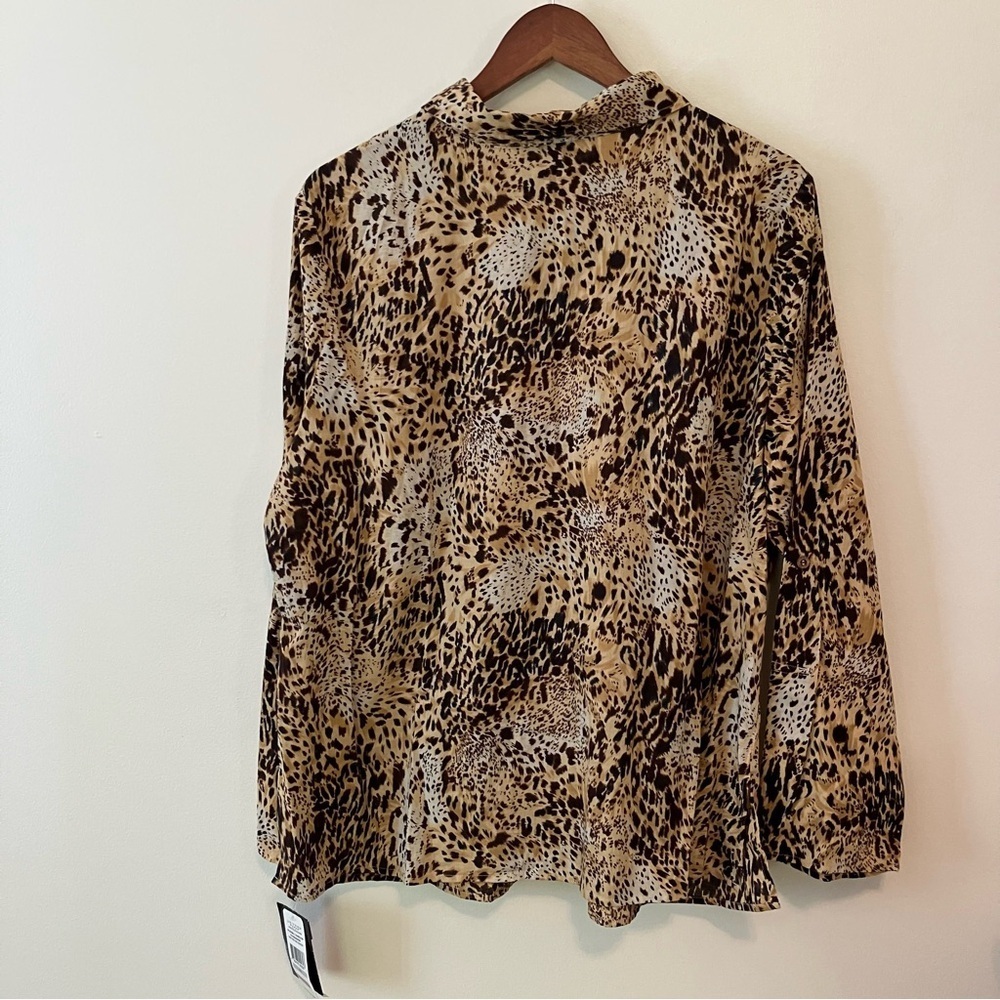 VTG 90s Cheetah Animal Print Women’s Button Up Blouse Sz. 1X Cotton Mob Wife - Picture 5 of 5